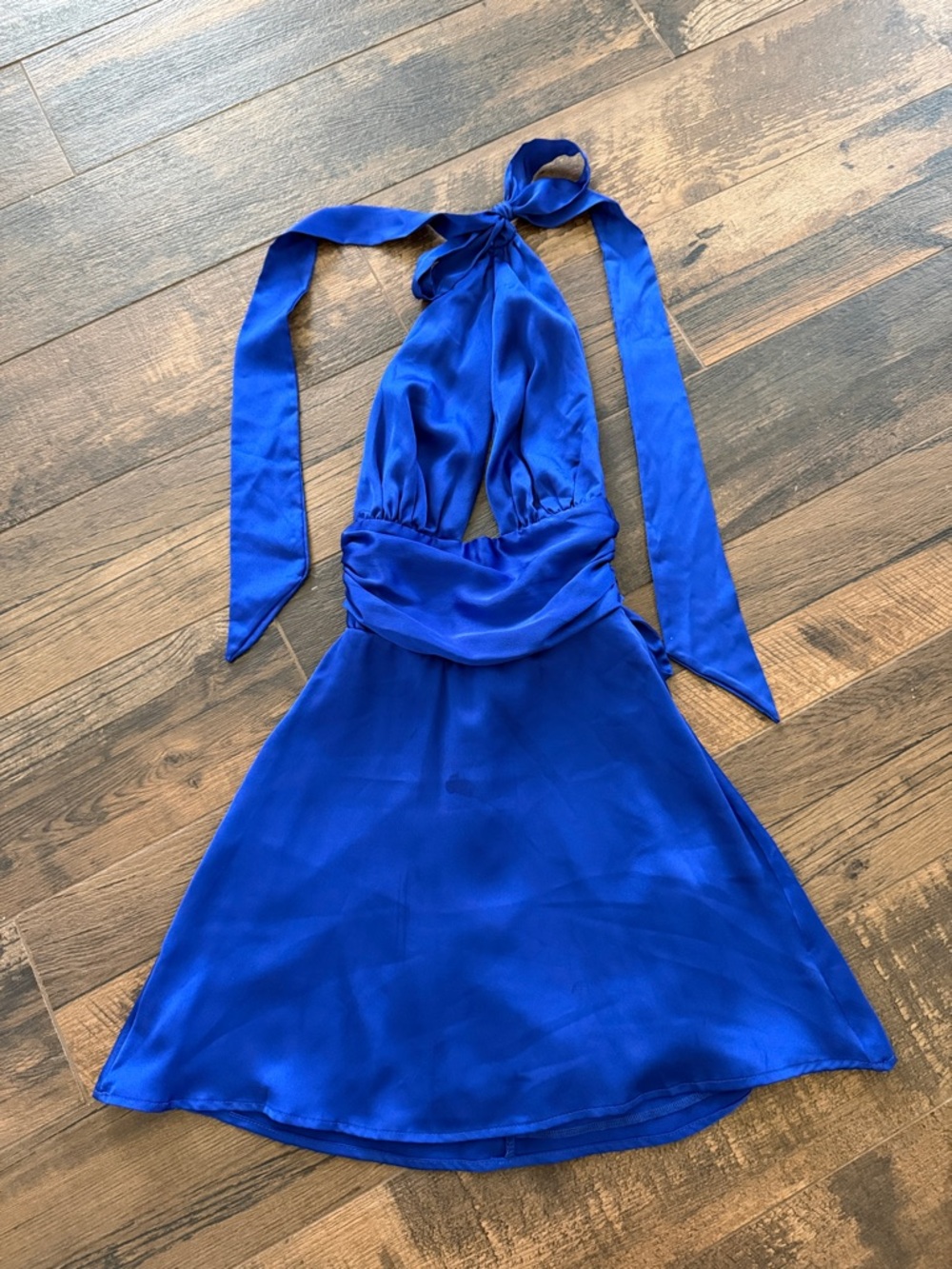 Lucy in the Sky Royal Blue Halter Tie Mini Dress